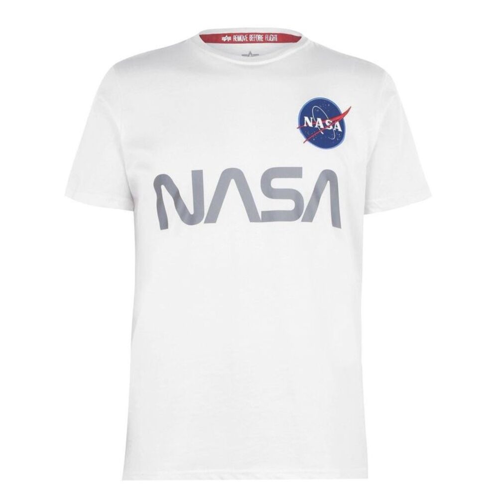 Alpha Industries Mens NASA Reflective T-Shirt / White